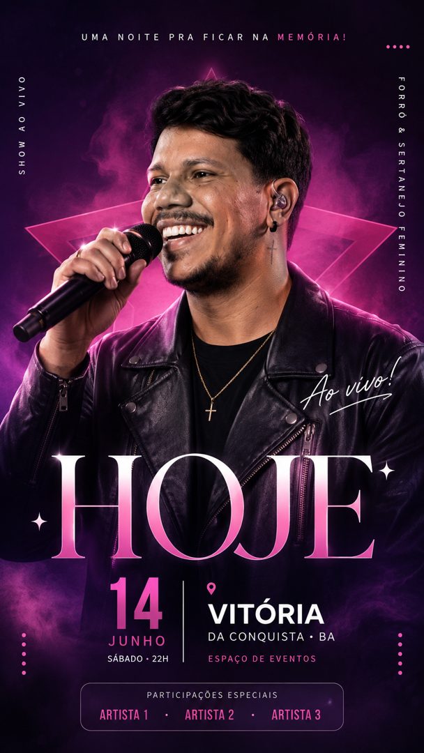 Flyer de agenda story gerado com IA — Posso Fazer Uma Engenharia Reversa Extremamente Detalhada Do Estilo Desse Flyer, Mas